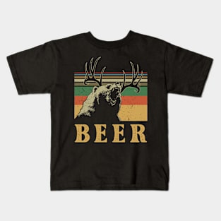 Bear deer beer vinatge Kids T-Shirt